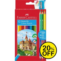 Faber Castell 12 Full Length Redline Eco Col Pencils + 3 Bi-
