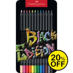 Faber Castell Colour Pencils Black Edition Tin 12x