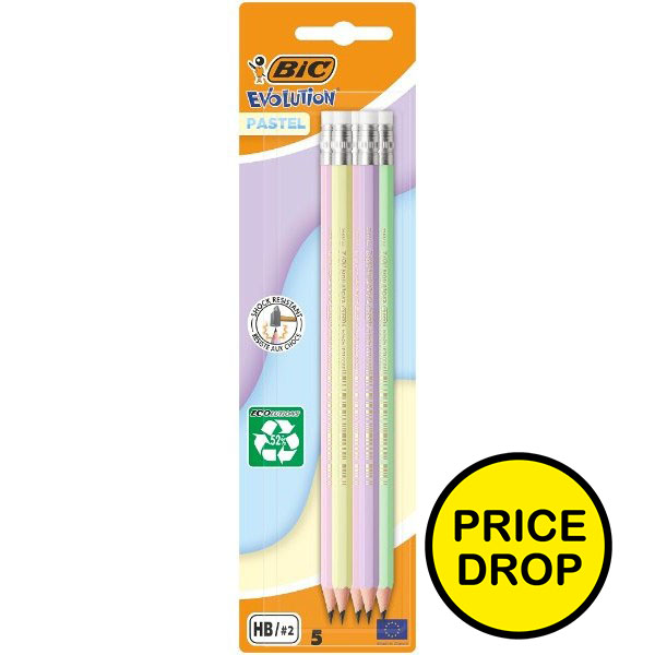 BIC Evolution Pastel Pencil w Eraser BL5