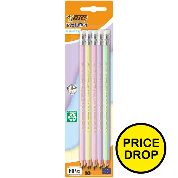 BIC Evolution Pastel Pencil w Eraser BL10