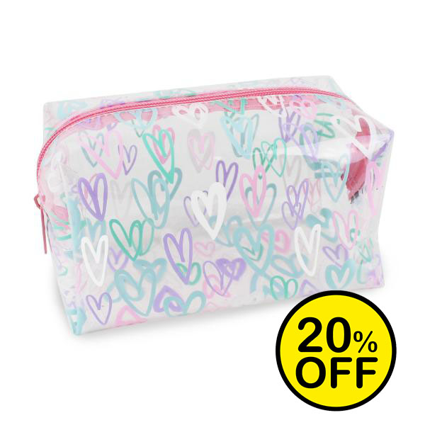 Pastel Hearts Clear Pencil Case 2024