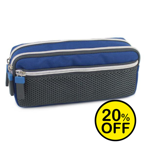 Mesh Pocket Blue Pencil Case 2024