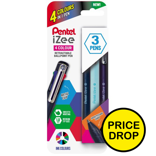 Pentel iZee 4 Colour Retractable Ballpoint Pen