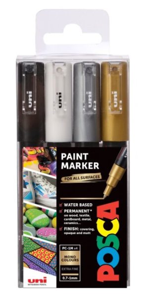 PC-1M Posca Extra Fine Bullet Tip  set of 4 mono