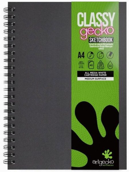 ARTGECKO CLASSY A4 HARDBACK WIRE BOUND SKETCH BOOK FSC 80pg