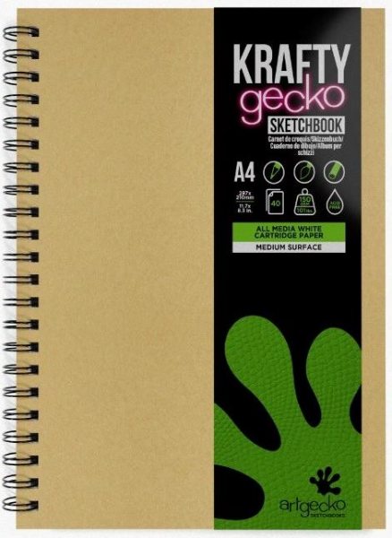 ARTGECKO KRAFTY A4 HARDBACK WIRE BOUND SKETCH BOOK FSC 80p