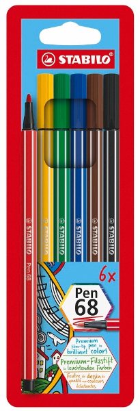 Stabilo Pen 68 Wallet Of 6 Assorted Colours