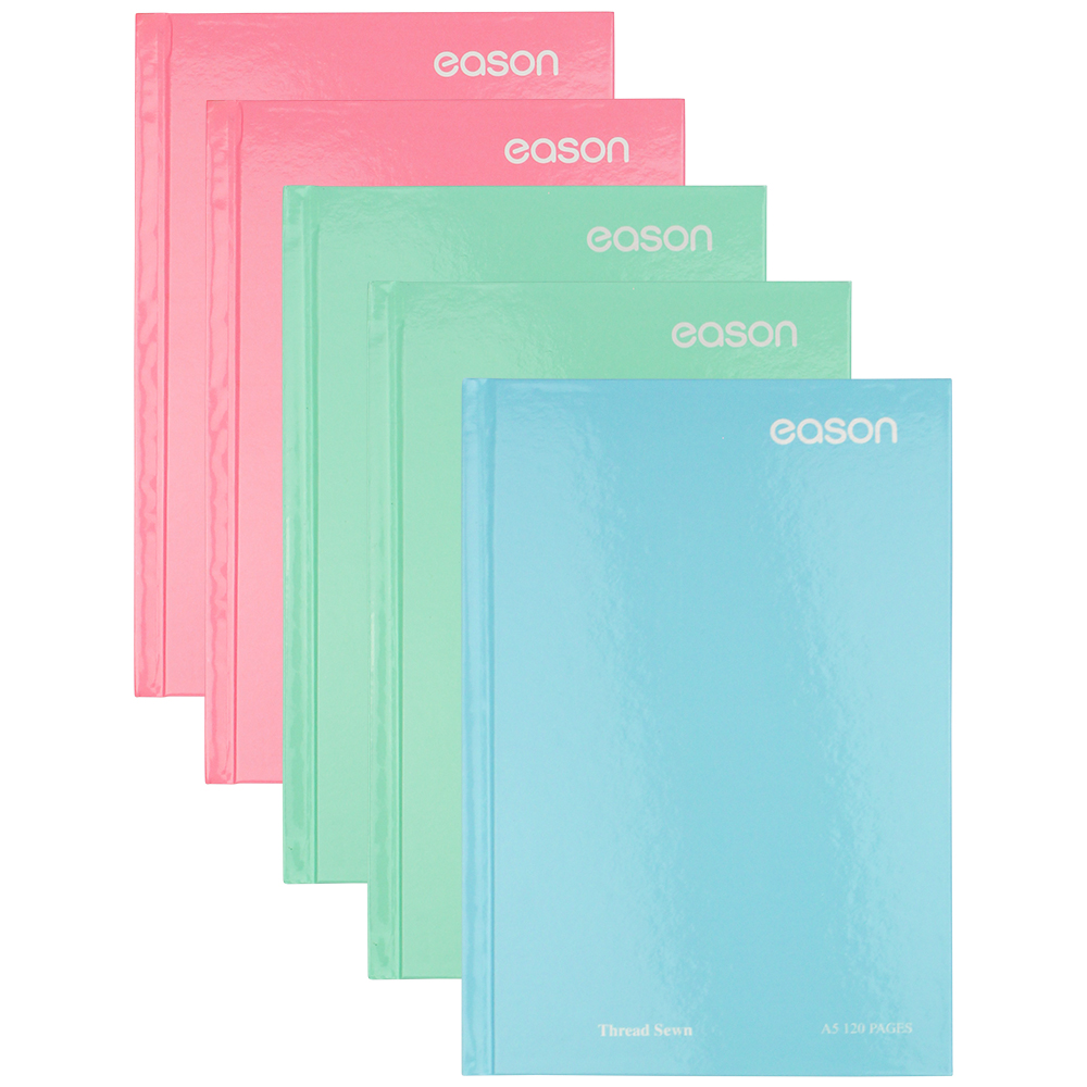 Eason A5 120Pg Hardback Assort (Pastel) - 5PK (pack of 5)