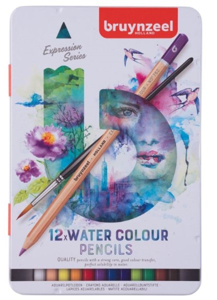 Bruynzeel Expression watercolour pencil tin | 12 colours