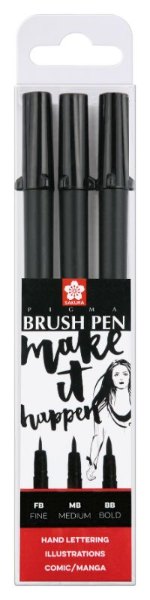 Sakura Pigma Brush Pen set | 3 sizes  black