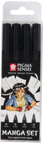 Sakura Pigma Sensei manga Pens set | 4 sizes  black