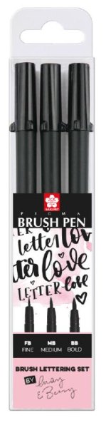 Sakura Pigma Brush Pen hand lettering set | 3 sizes  black