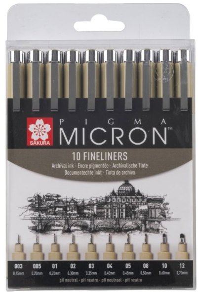 Sakura Pigma Micron fineliner set | 10 sizes  black