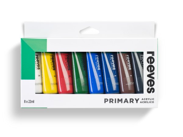 Reeves 8 x 22ml Acrylic set Primary Colours