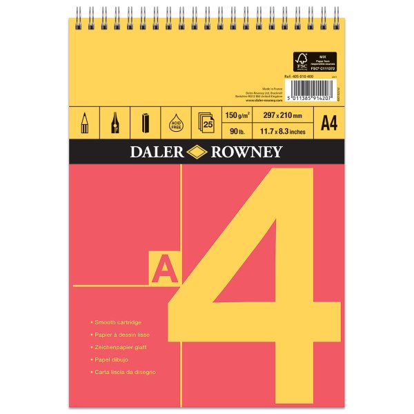 Daler Rowney Red & Yellow Spiral pad A4 150gsm 25pg