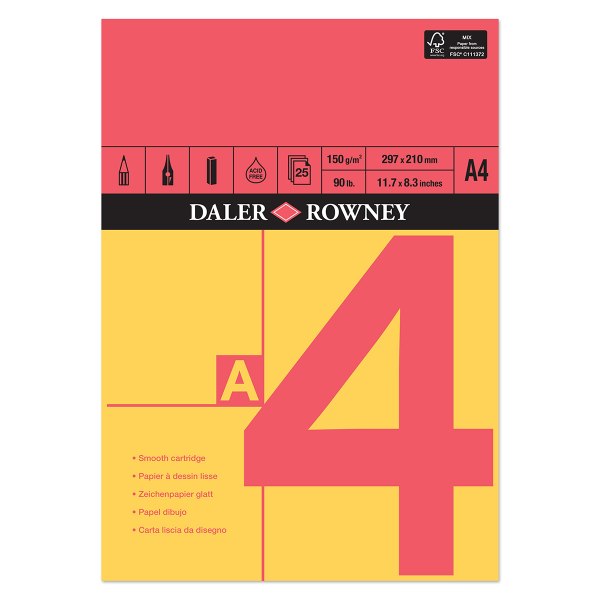 Daler Rowney Red & Yellow Gummed Pad A4 150gsm 25pg