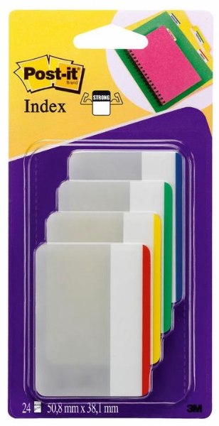 Post-it Index Strong Filing Tabs  Large  4 Assorted Colours