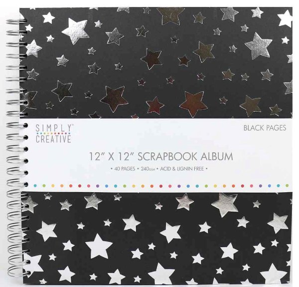 Scrapbook Album 12x12 - Black + Stars