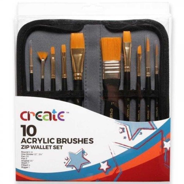 Create - Acrylic Brushes Wallet - 10Pack