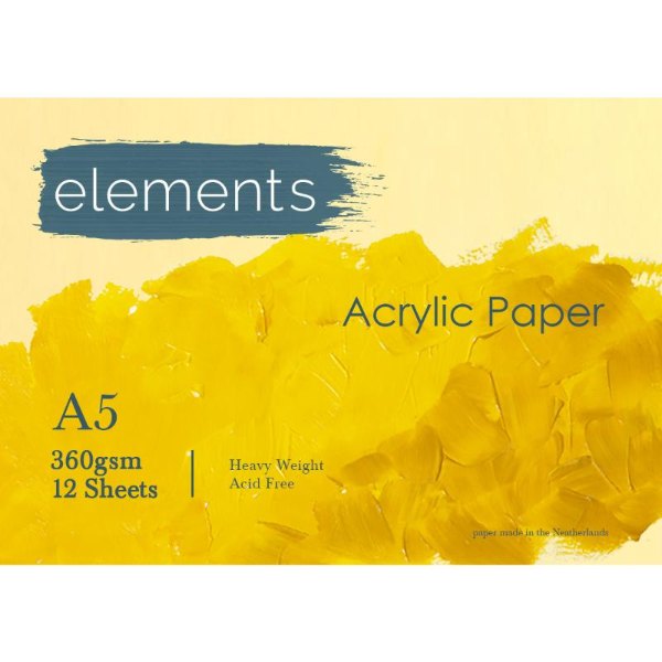 Elements Acrylic Paper Pad 12pg  A5 360gsm