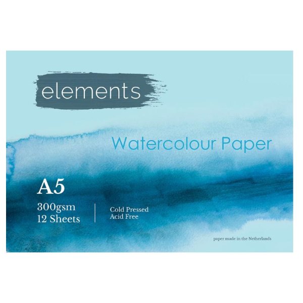 Elements Watercolor Pad A5 12pg 300gsm