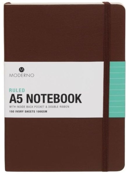 WHS ED Moderno Black A5 Soft Ruled Ntbk - BROWN