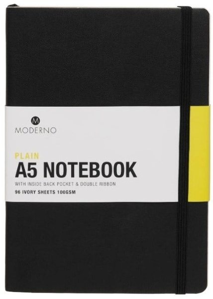 WHS ED Moderno Black A5 Soft Plain Ntbk - BLACK