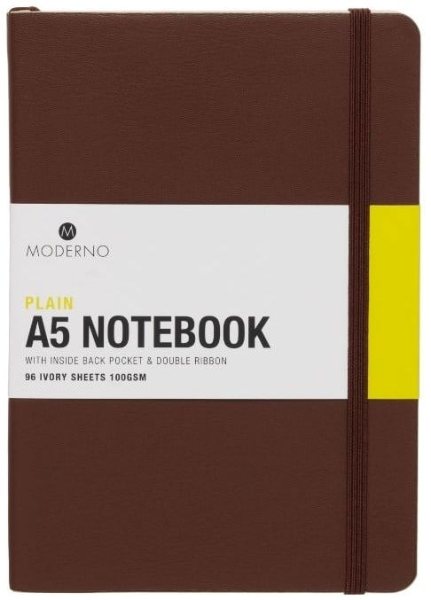 WHS ED Moderno Black A5 Soft Plain Ntbk - BROWN