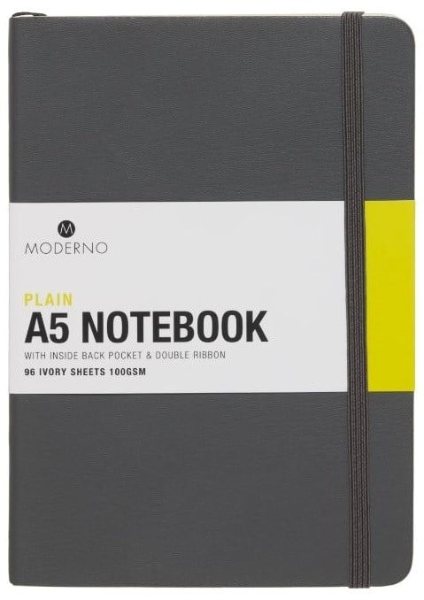 WHS ED Moderno Black A5 Soft Plain Notebook - Grey