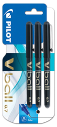 Pilot Vball 0.7  3PK Black Rollerball Pens